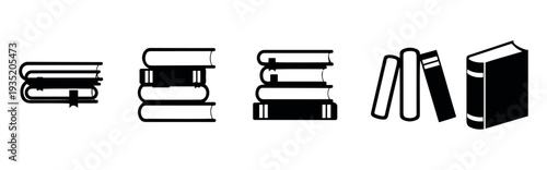 Print Poem and Book Vectors, Black and White Book Icon Set Open