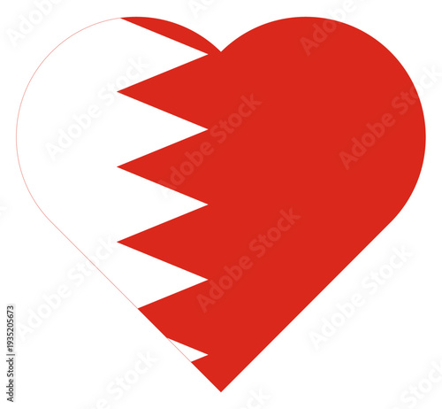 Love Heart Bahrain Flag Asian Country