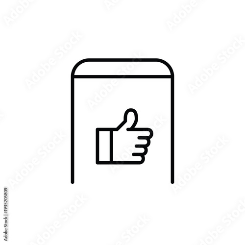 Like symbol on phone. Social media approval, account login successful. Pixel perfect, editable stroke vector icon