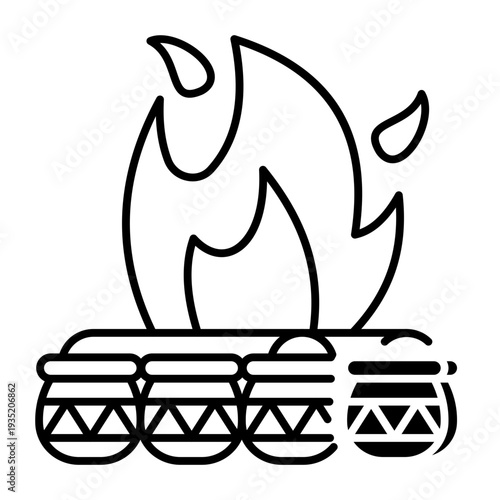 This Holika Dahan icon is suitable for Holi Indian Festival.