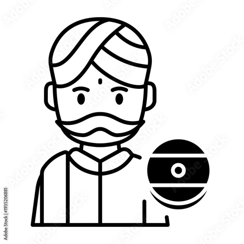 This Indian Man icon is suitable for Holi Indian Festival.