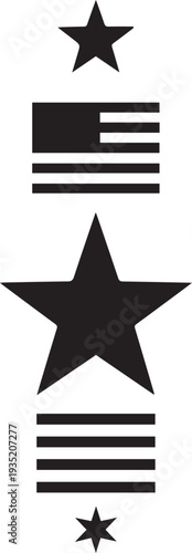 American flag and stars elements vector illustration silhouette