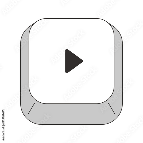 Right arrow key grayscale computer keyboard. Forward navigation. Directional movement. Minimal rounded keycap. Keystroke button isolated. Vector line illustration. PC navigation. Input interface