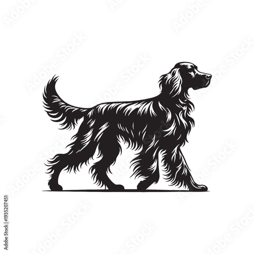 Irish Setter Dog Outline Vector – Minimalist Purebred Dog Silhouette Logo Design - Irish Setter Dog Silhouette.