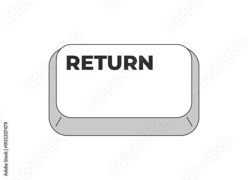 Return grayscale computer keyboard key. Formatting. Line break insertion. Form submission. Minimal rounded keycap. Keystroke button isolated. Vector line illustration. PC navigation. Input interface