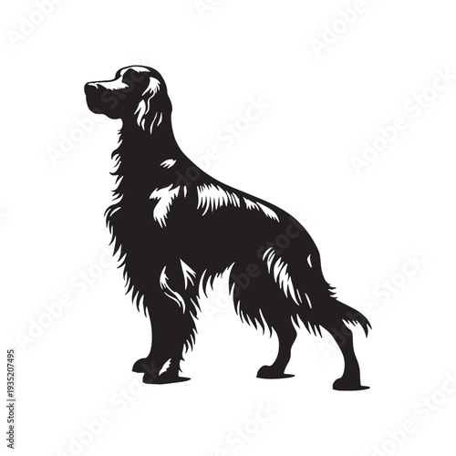 Irish Setter Dog Outline Vector – Minimalist Purebred Dog Silhouette Logo Design - Irish Setter Dog Silhouette.
