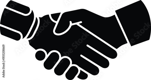 Handshake partnership silhouette icon vector illustration.