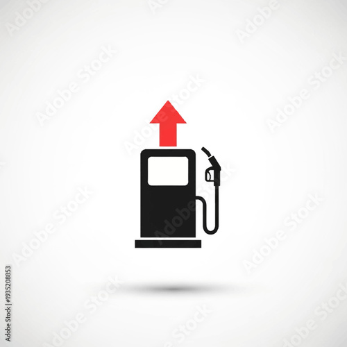 Graphic icon representing a gas pump with a prominent upward red arrow, signifying rising fuel prices and increasing energy costs