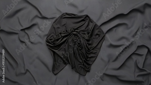 A black satin scarf tied in a bow.