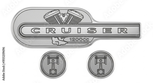 Chrome Cruiser Emblem and Piston Badges.