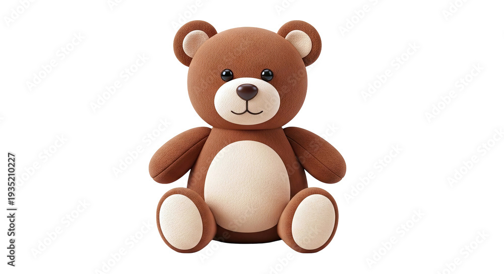 Fototapeta premium Brown Teddy Bear Sitting on White Background