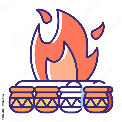 This Holika Dahan icon is suitable for Holi Indian Festival.