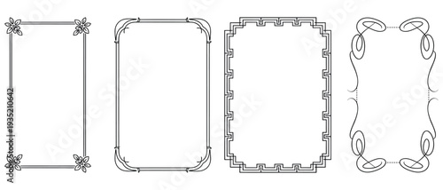 Collection of four ornate rectangular border designsCollection of four ornate rectangular border designs