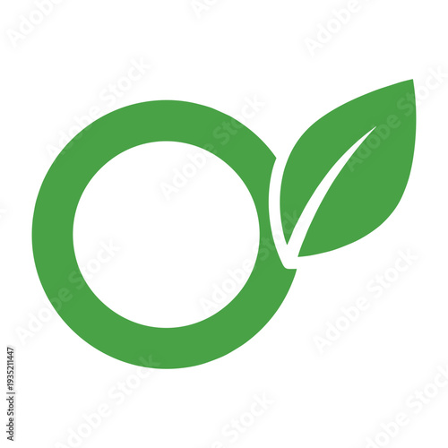 A modern minimalist green circle graphic embracing a fresh natural leaf element clearly illustrating ideas of environmental sustainability and organic ecological concepts