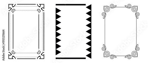 Collection of three ornate border templates for design and decorationCollection of three ornate border templates for design and decoration