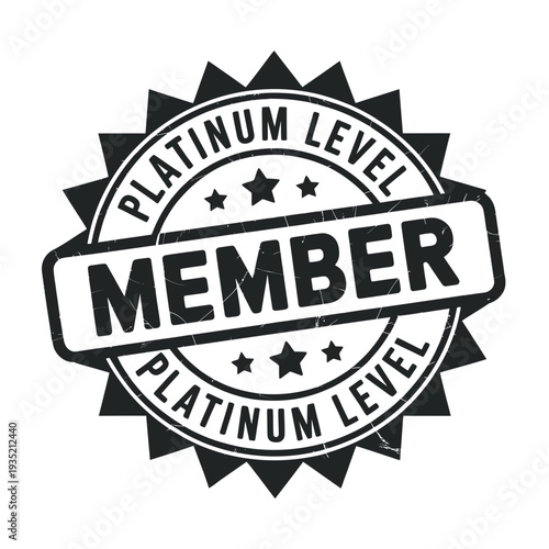 Black and white platinum member badge with stars a reward or recognition symbol