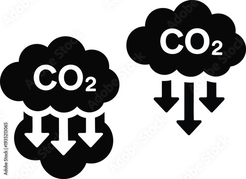 Illustration of carbon dioxide emissions from clouds depicting environmental impact Vector