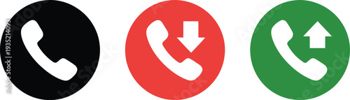 Three icons representing different call statuses in circular buttons Vector