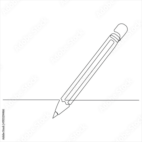 Pencil continuous oneline drawing vector illustration