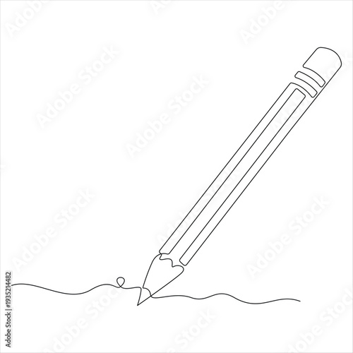 Pencil continuous oneline drawing vector illustration