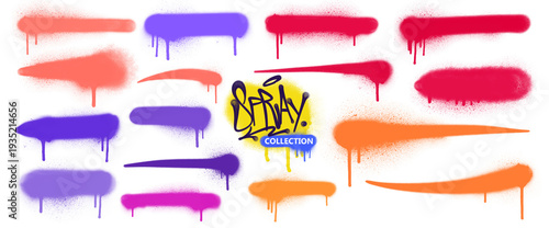 Colorful Spray Paint Strokes and Drips Collection