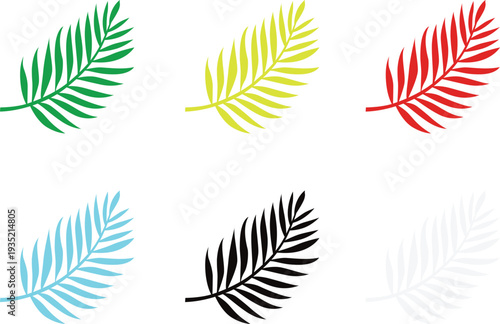 Minimal Colorful Palm Leaves Set.