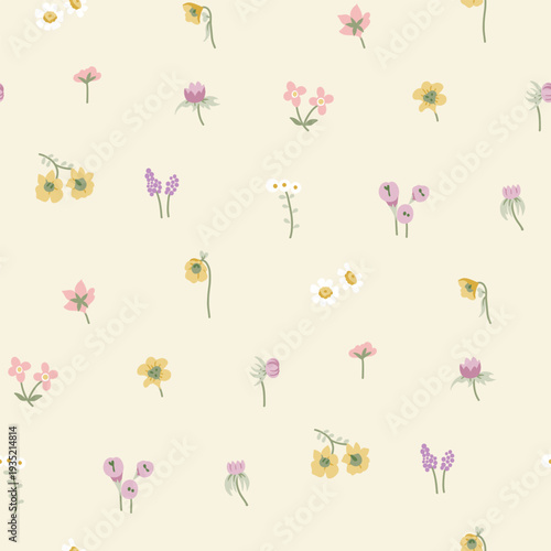 Flower pattern, ditsy Seamless floral pattern, small little soft flower background. Flower repeat pattern. fabric print,  surface design. Ditsy floral for home textile, wallpaper, fabric, fashion