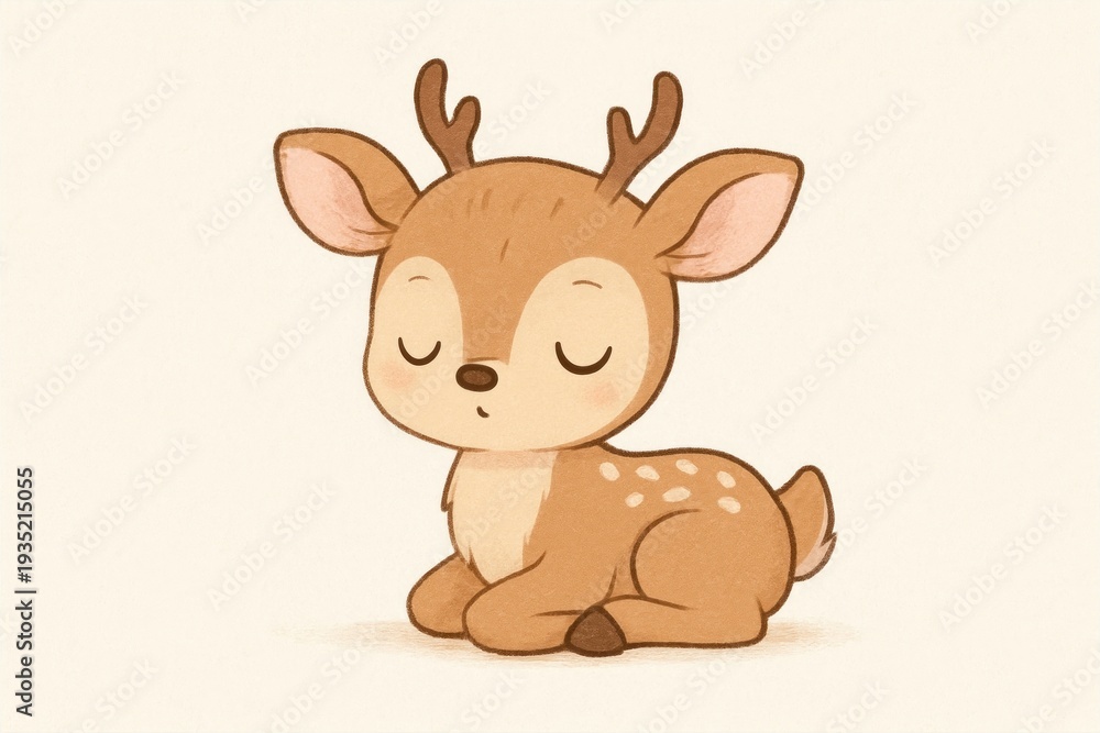 Fototapeta premium Adorable cartoon deer illustration.