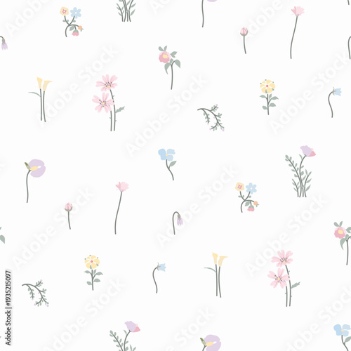 Flower pattern, ditsy Seamless floral pattern, small little soft flower background. Flower repeat pattern. fabric print,  surface design. Ditsy floral for home textile, wallpaper, fabric, fashion