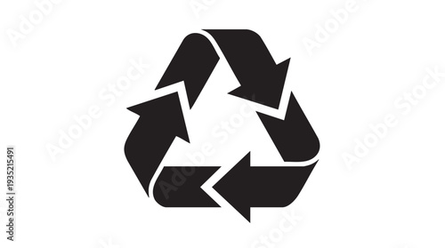 Simple black and white vector recycling symbol illustration representing environmental sustainability and eco-friendly practices globally.