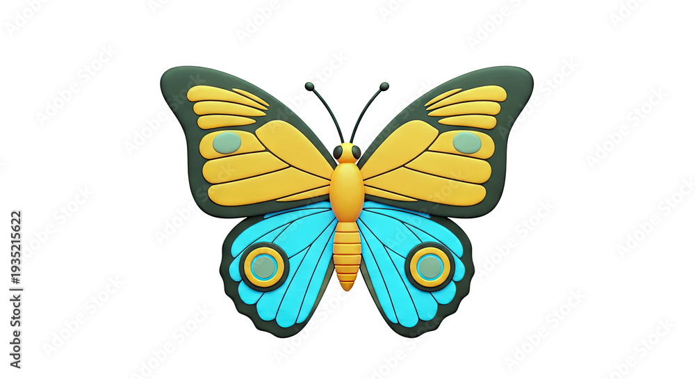 Obraz premium Stylized Butterfly with Orange and Blue Wings
