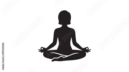 Woman meditating in lotus position silhouette minimalist yoga for wellness and mindfulness