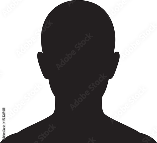 Black and white silhouette of a bald man's head and shoulders