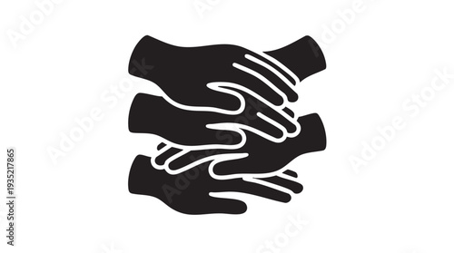 Vector illustration of two hands clasped together in a symbol of partnership and support representing unity teamwork and cooperation.