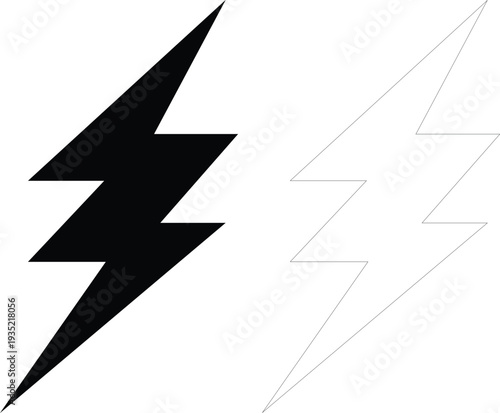 Black and white lightning bolt symbol icon illustration