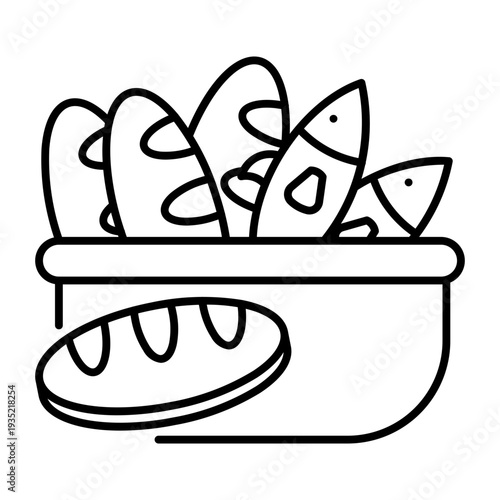 This Fish and Bread icon is suitable for Christian Events, etc