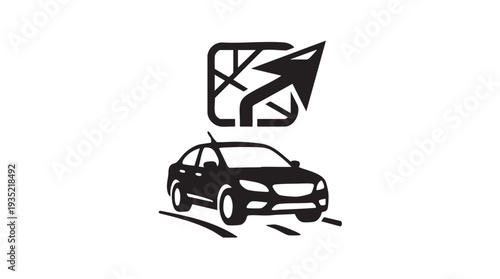 Vector car rental logo template with a sleek car and stylized letter design