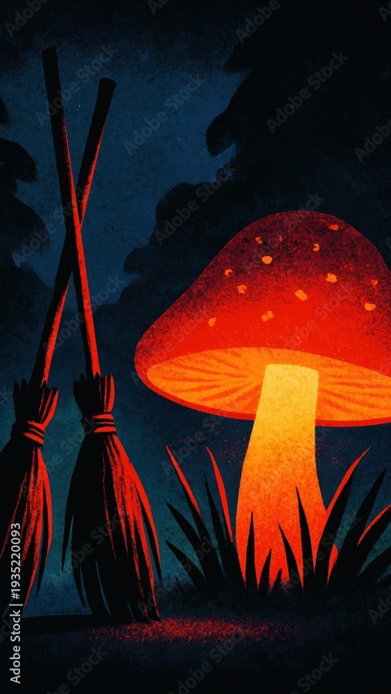 Fototapeta premium Mystical night forest scene