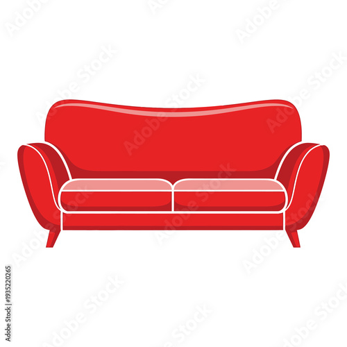 Red modern sofa furniture for living room interior design  comfortable seating icon