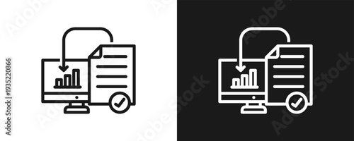 Auto Reporting Icon Set Outline In White And Black Background