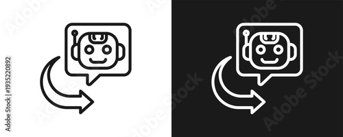 Auto Responder Icon Set Outline In White And Black Background