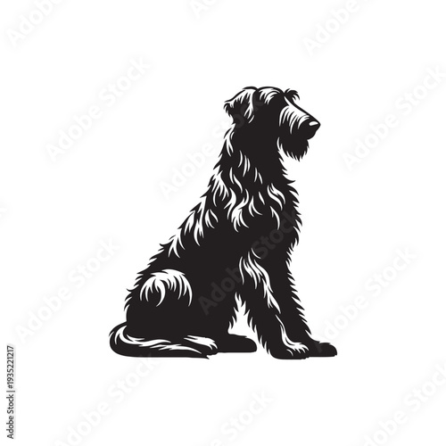 Majestic Irish Wolfhound Silhouette – Giant Hunting Dog Outline with Regal Presence - Irish Wolfhound Vector - Irish Wolfhound  Illustration.