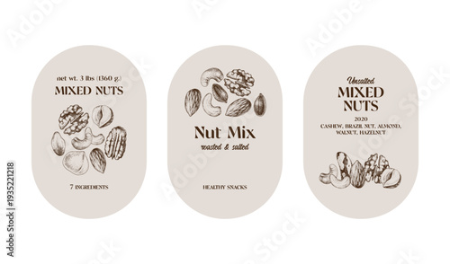 Mixed nuts labels for package design