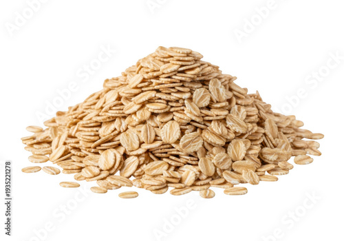 A large mound of raw, unprocessed oats displayed against a plain background