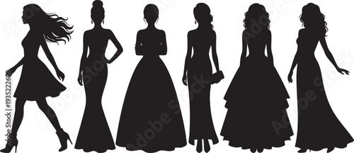 Elegant Women Evening Gown and Dress Silhouettes