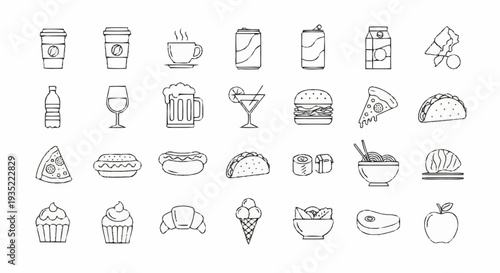 Collection of Food and Drink Icons.