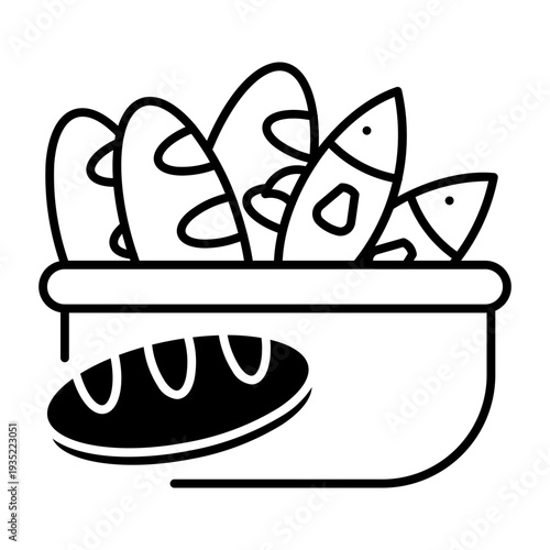 This Fish and Bread icon is suitable for Christian Events, etc