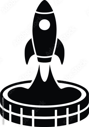 Rocket launch silhouette icon vector illustration.