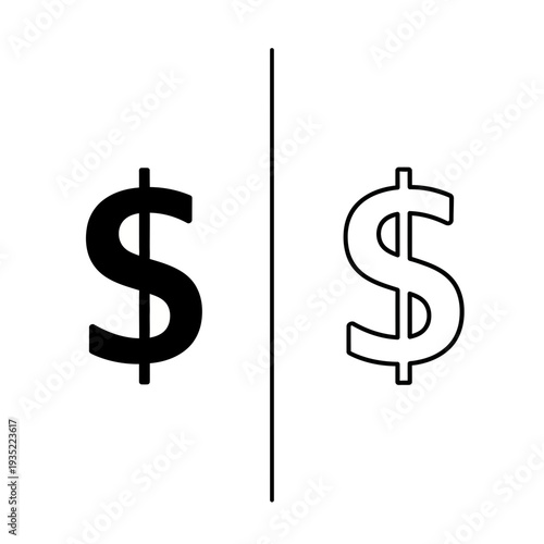 Dollar sign icon for currency, finance, or money concepts