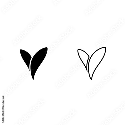 Abstract Heart Shape Icons: Solid Black and Outline, representing love, care, and emotion.